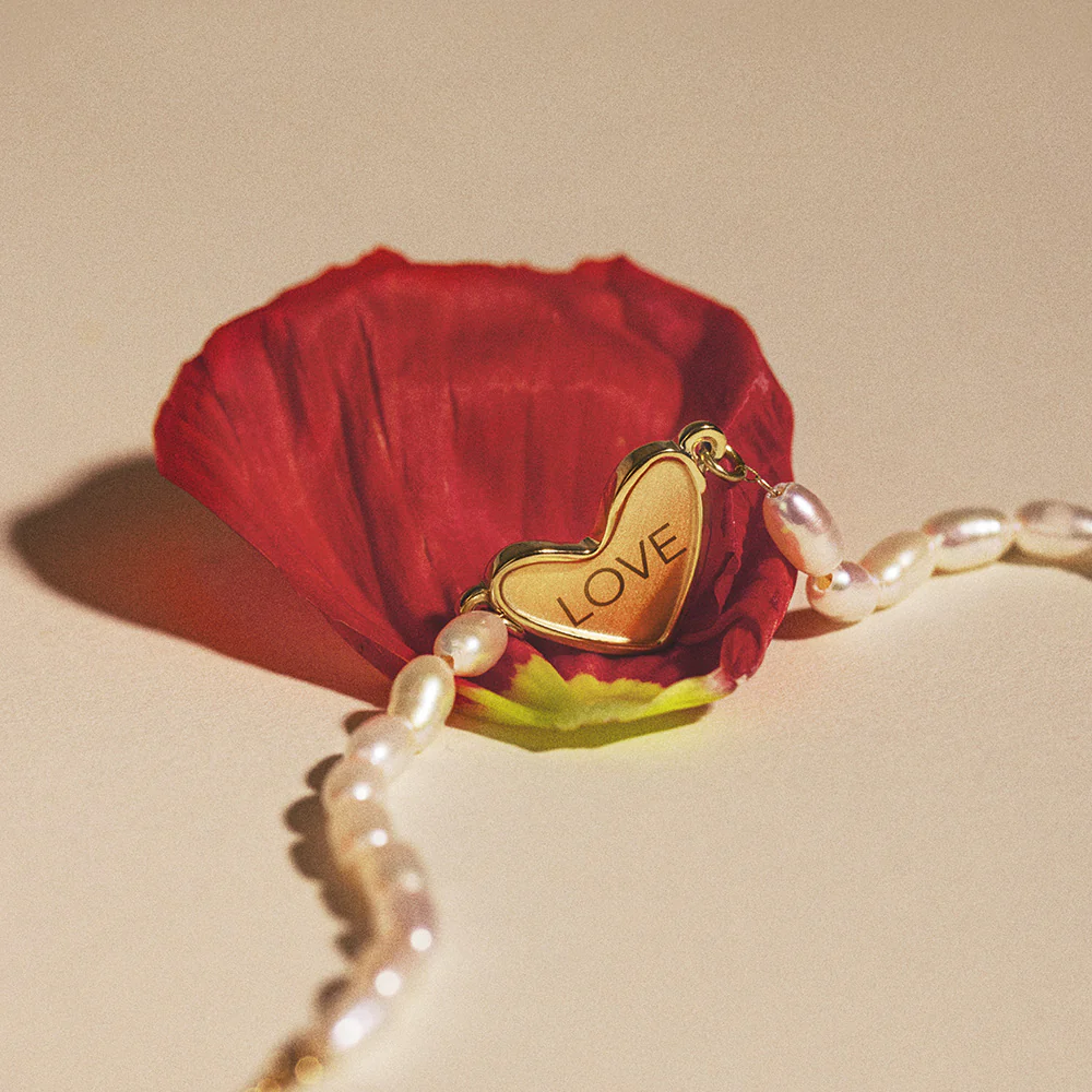 Engravable Heart Pearl Armkette Gold - Image 3