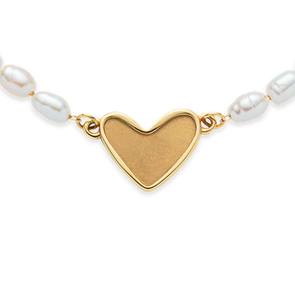Engravable Heart Pearl Armkette Gold - Image 5
