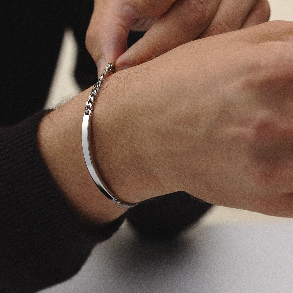 Men's ID Armkette Medium Silber - Image 3