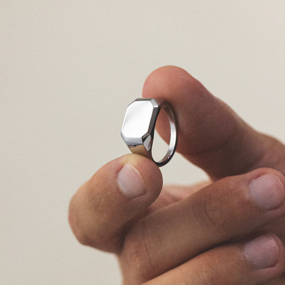 Men's Octagonal Signet Ring Silber - Image 3