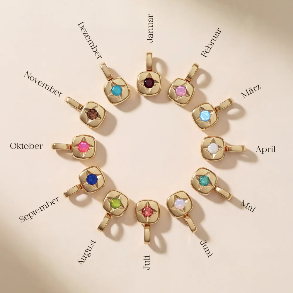 Set Birthstone Charm March und Halskette Gold - Image 4