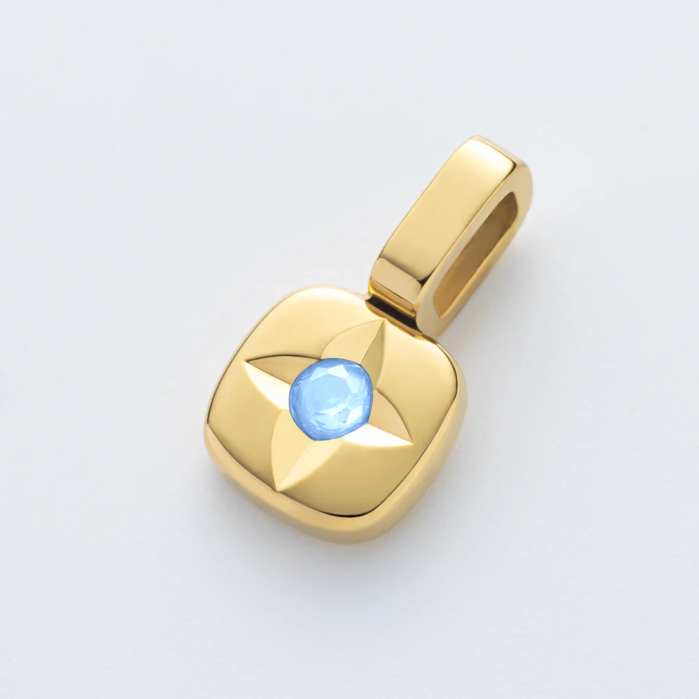 Set Birthstone Charm March und Halskette Gold - Image 3