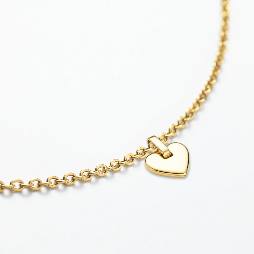 Set Engravable Heart Pendant und Halskette Gold - Image 5