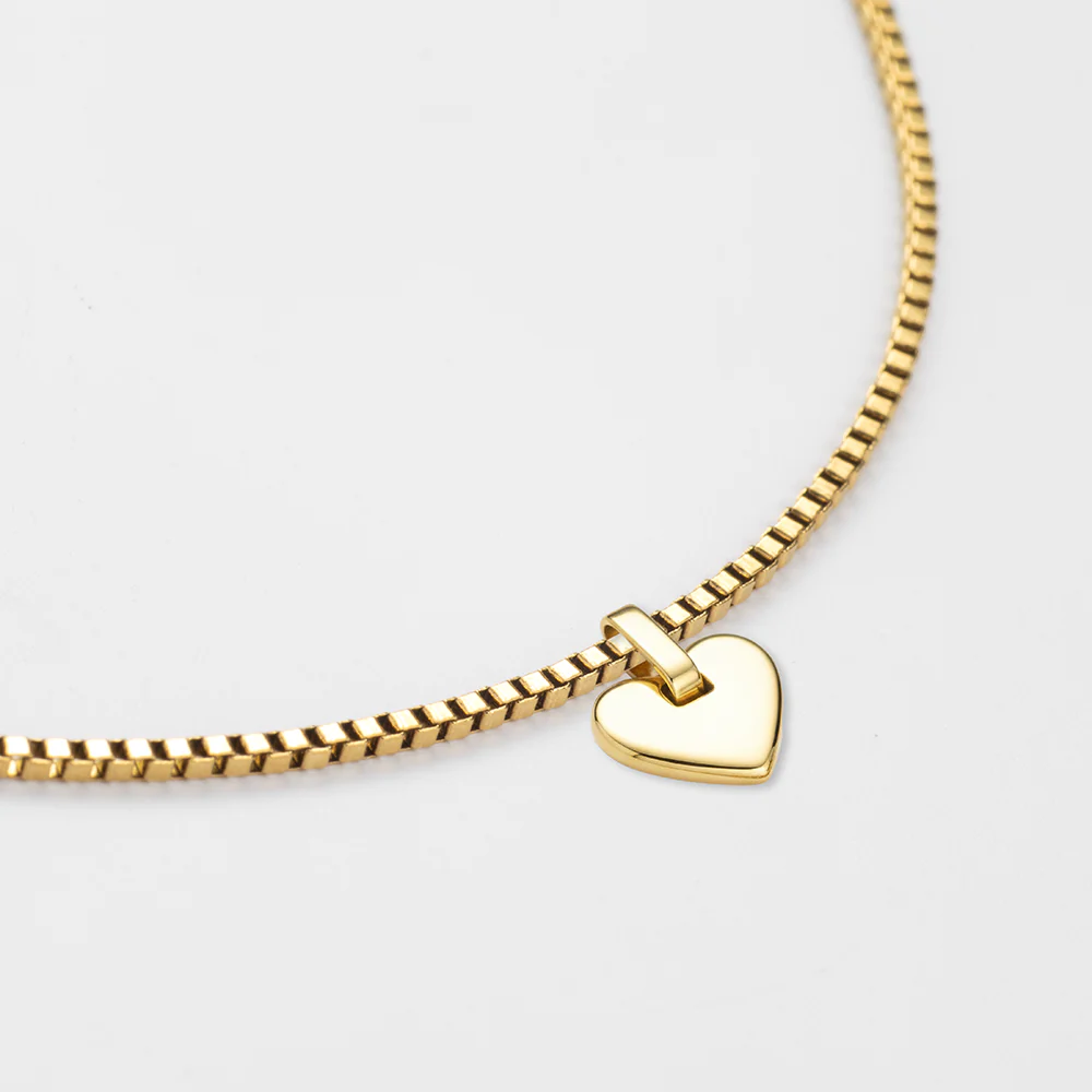 Set Engravable Heart Pendant und Halskette Gold - Image 6