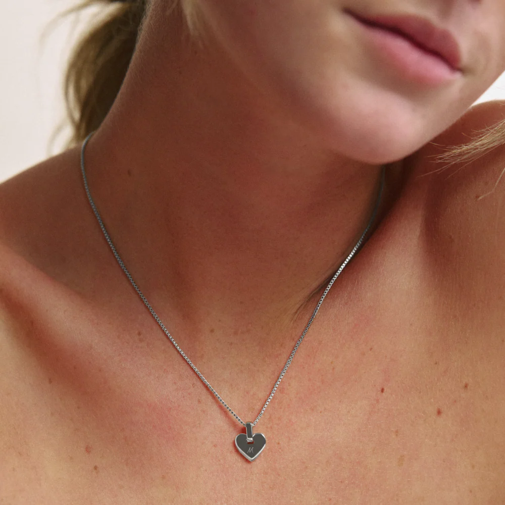 Set Engravable Heart Pendant und Halskette Silber - Image 6