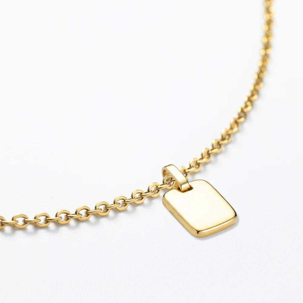 Set Engravable Plate Pendant und Halskette Gold - Image 8