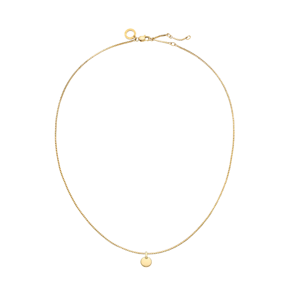 Set Engravable Round Pendant und Halskette Gold - Image 4