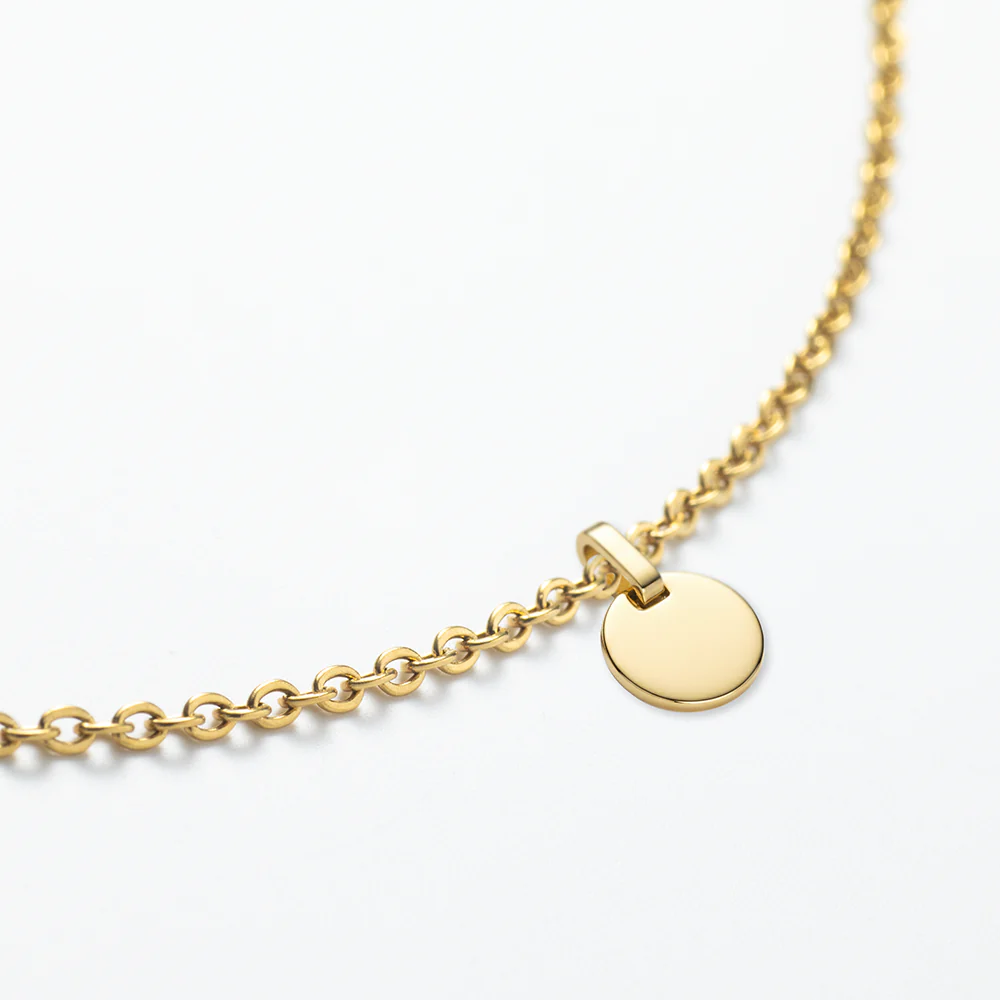 Set Engravable Round Pendant und Halskette Gold - Image 9