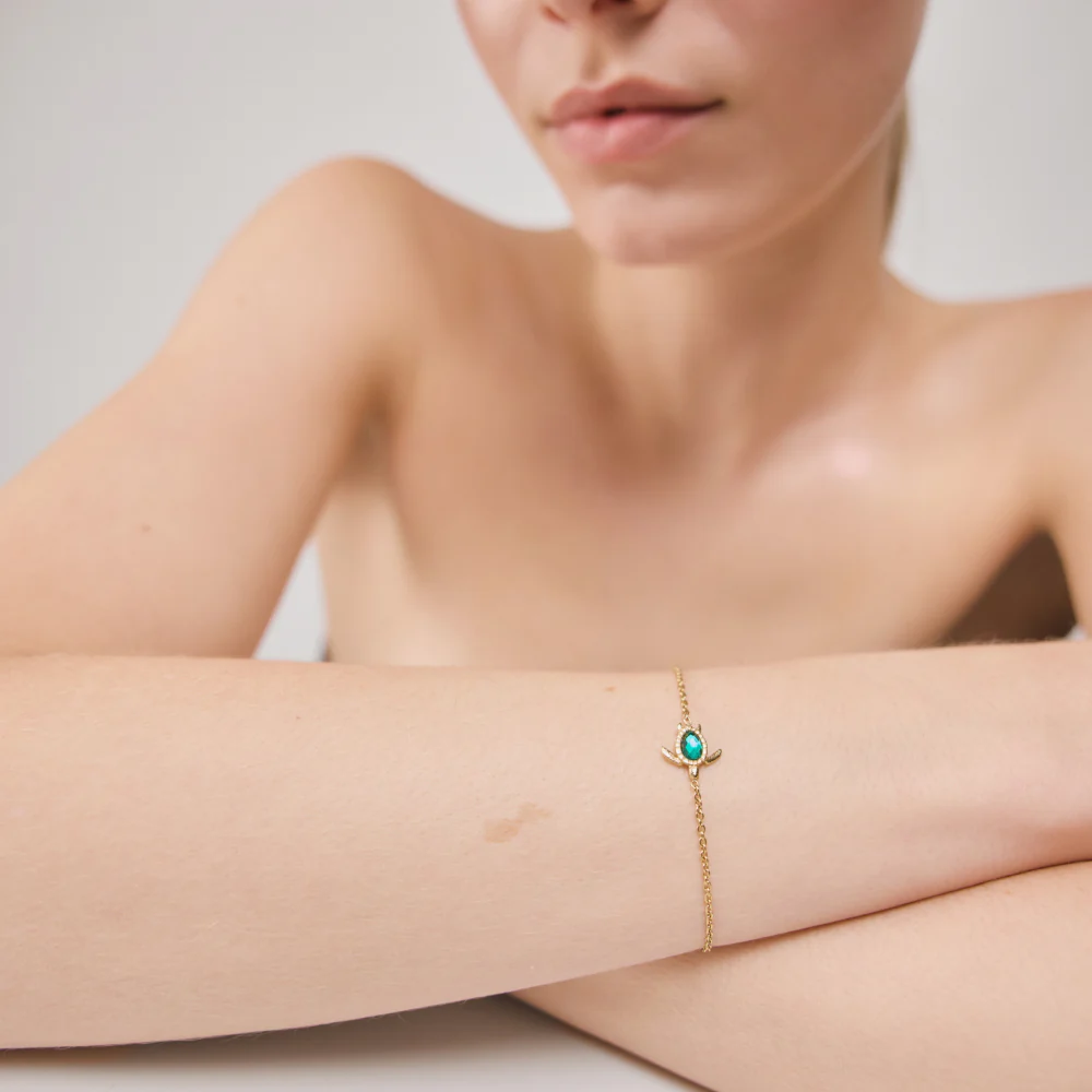 Turtle Mono Armkette Aquamarine Gold - Image 3