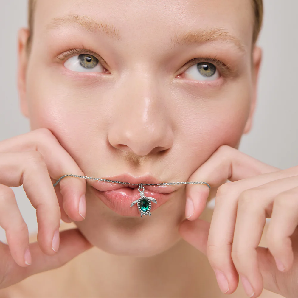 Turtle Mono Halskette Aquamarine Silber - Image 3